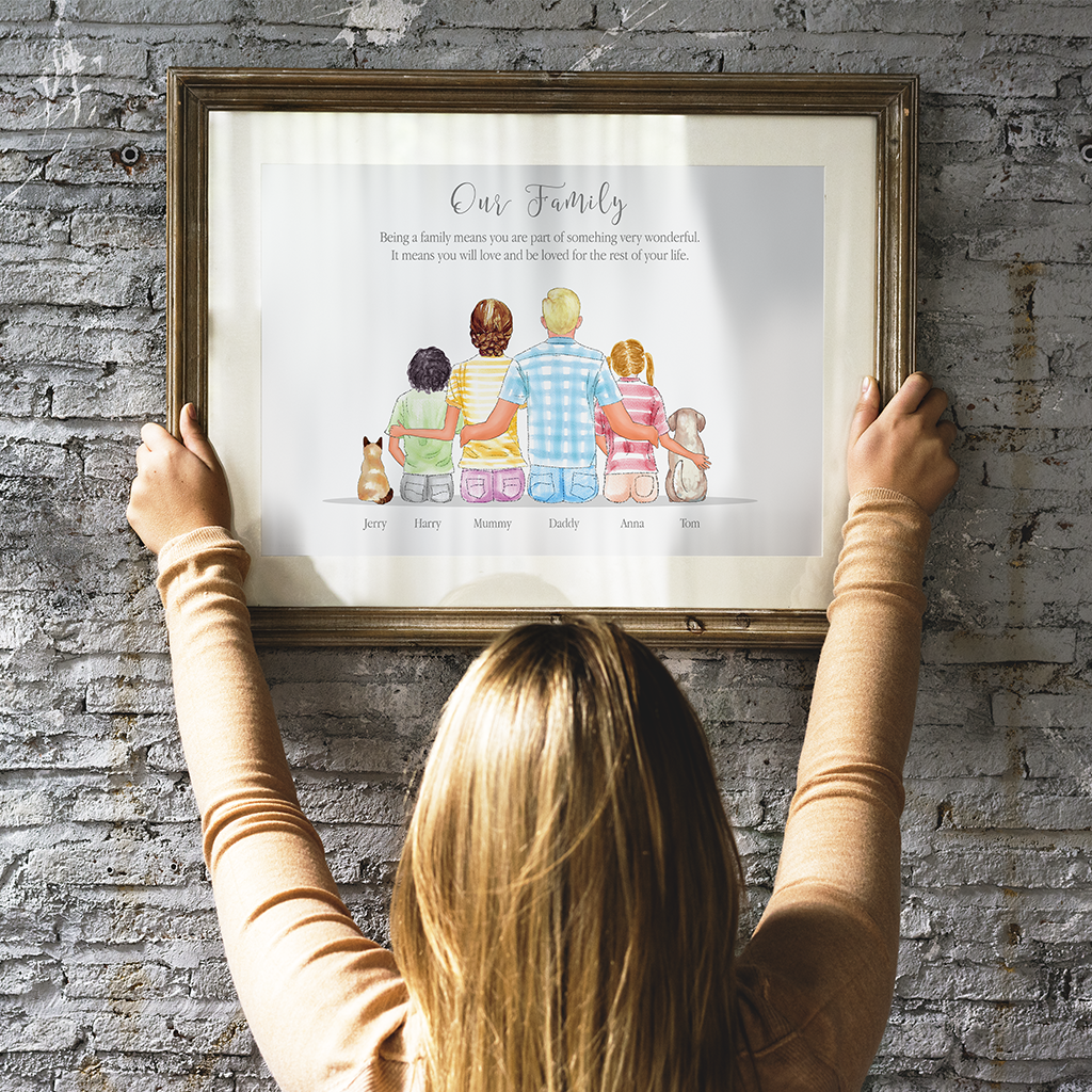 Fathers Day Gift, family print, House warming gift, Christmas gift, Family gift, Custom portrait, Grandparents gift, New home gift, Personalised gift, Family