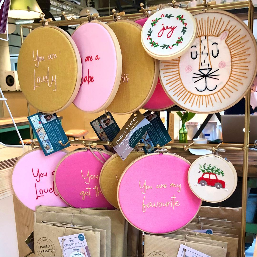 embroidery craft kits from small business thimble and fabric