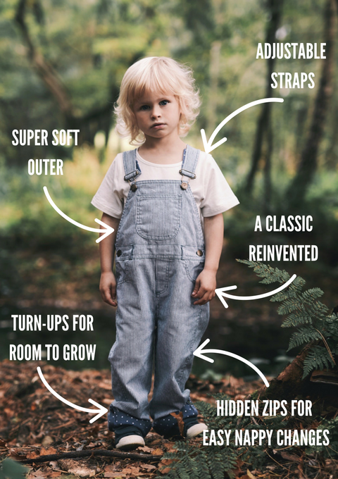 otto stripe denim dungarees