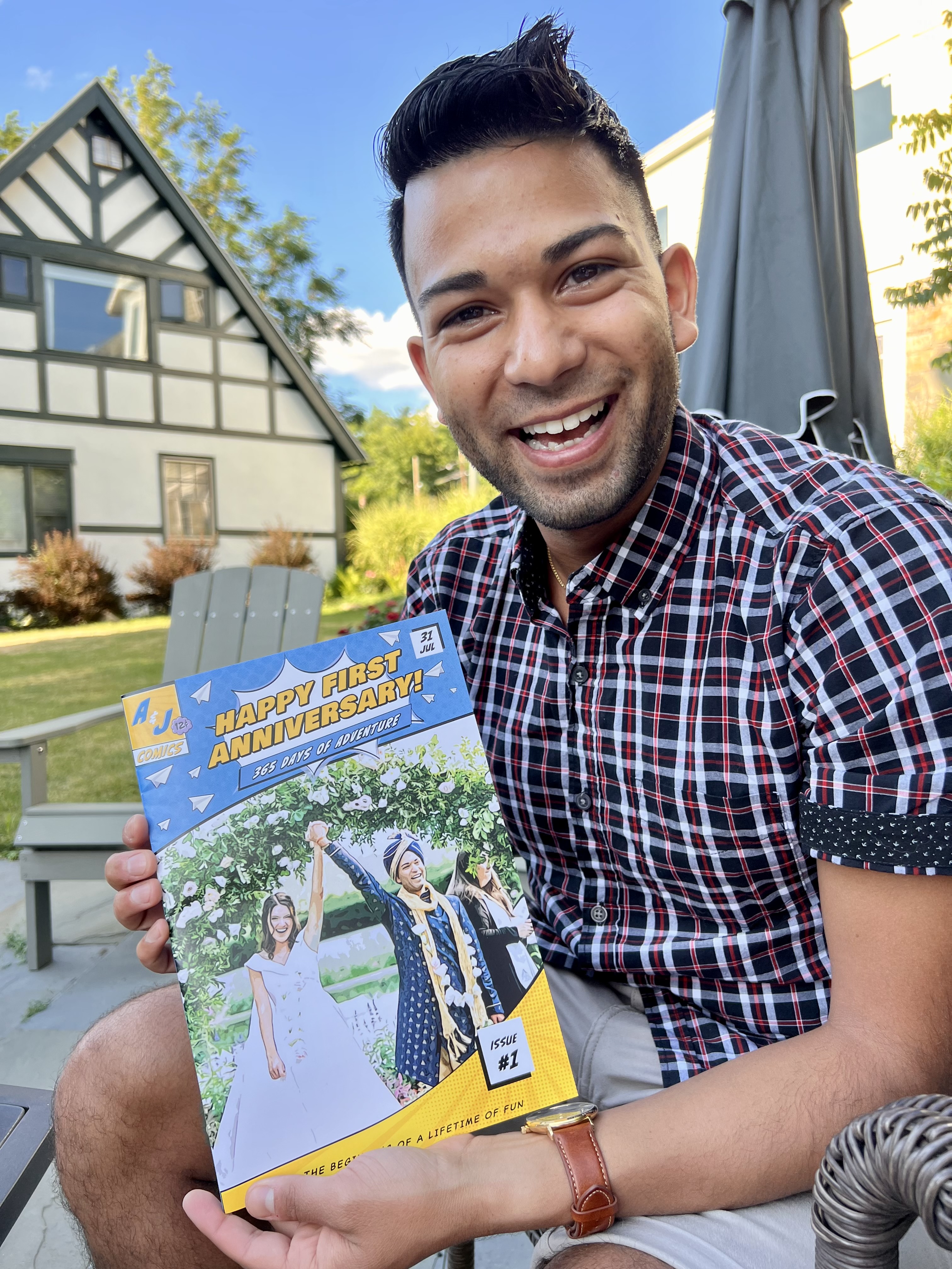 Rob with his 'Paper Anniversary' comic