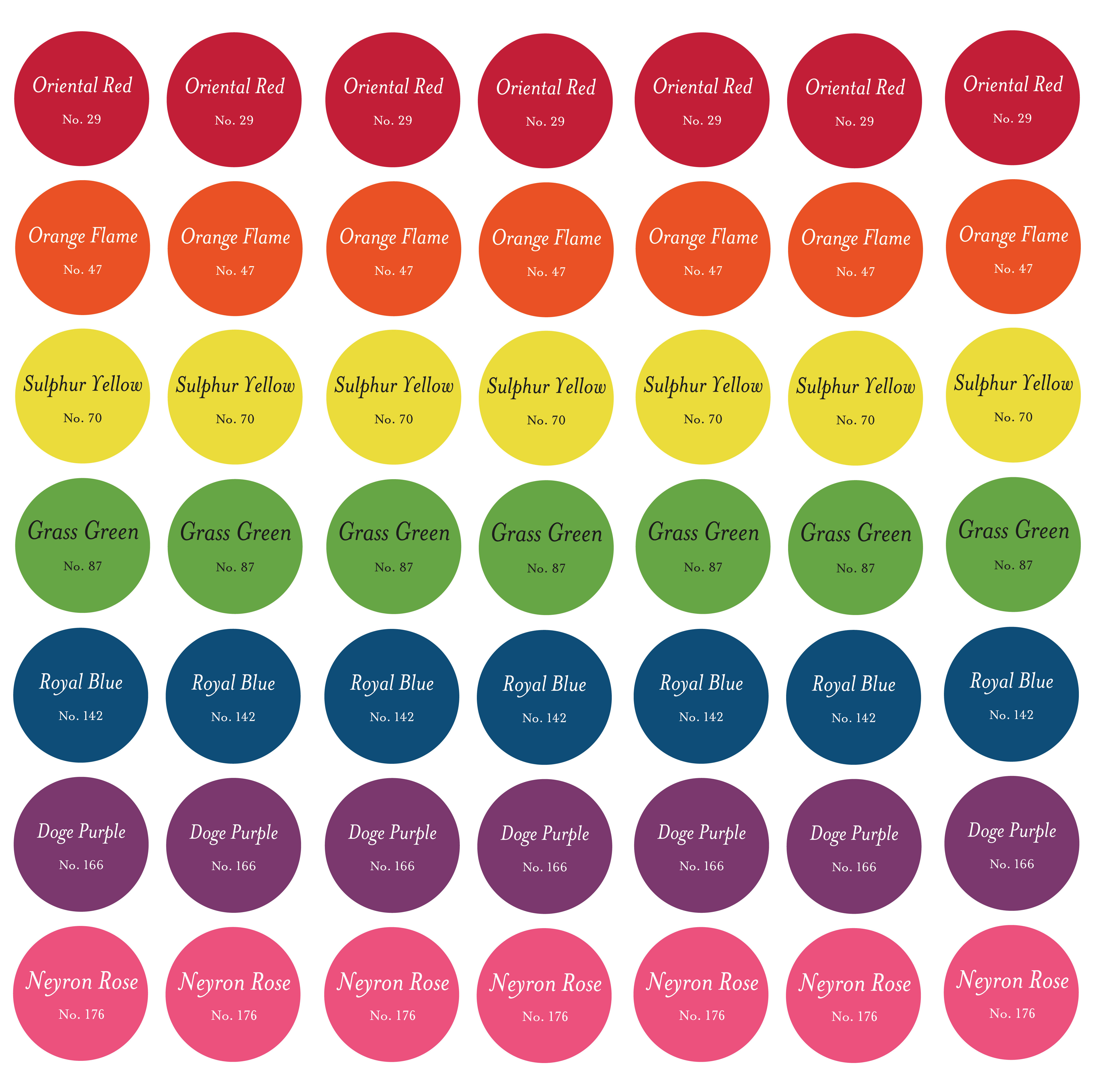 Hundreds of archive colours