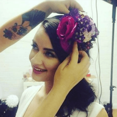 model shot of pink berries fascinator