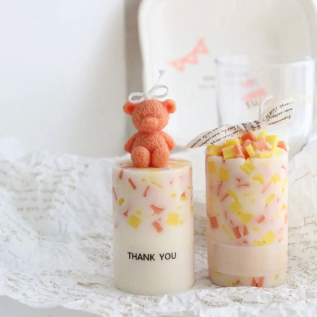 Personalised soy candle chunky candle scented candle Unscented candle, handmade candle, teddy bear candle. Pillar candle