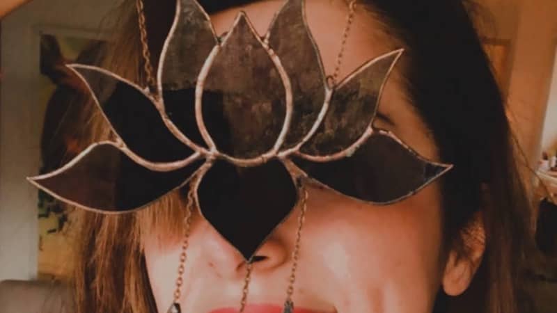 Artist holding Lotus flower