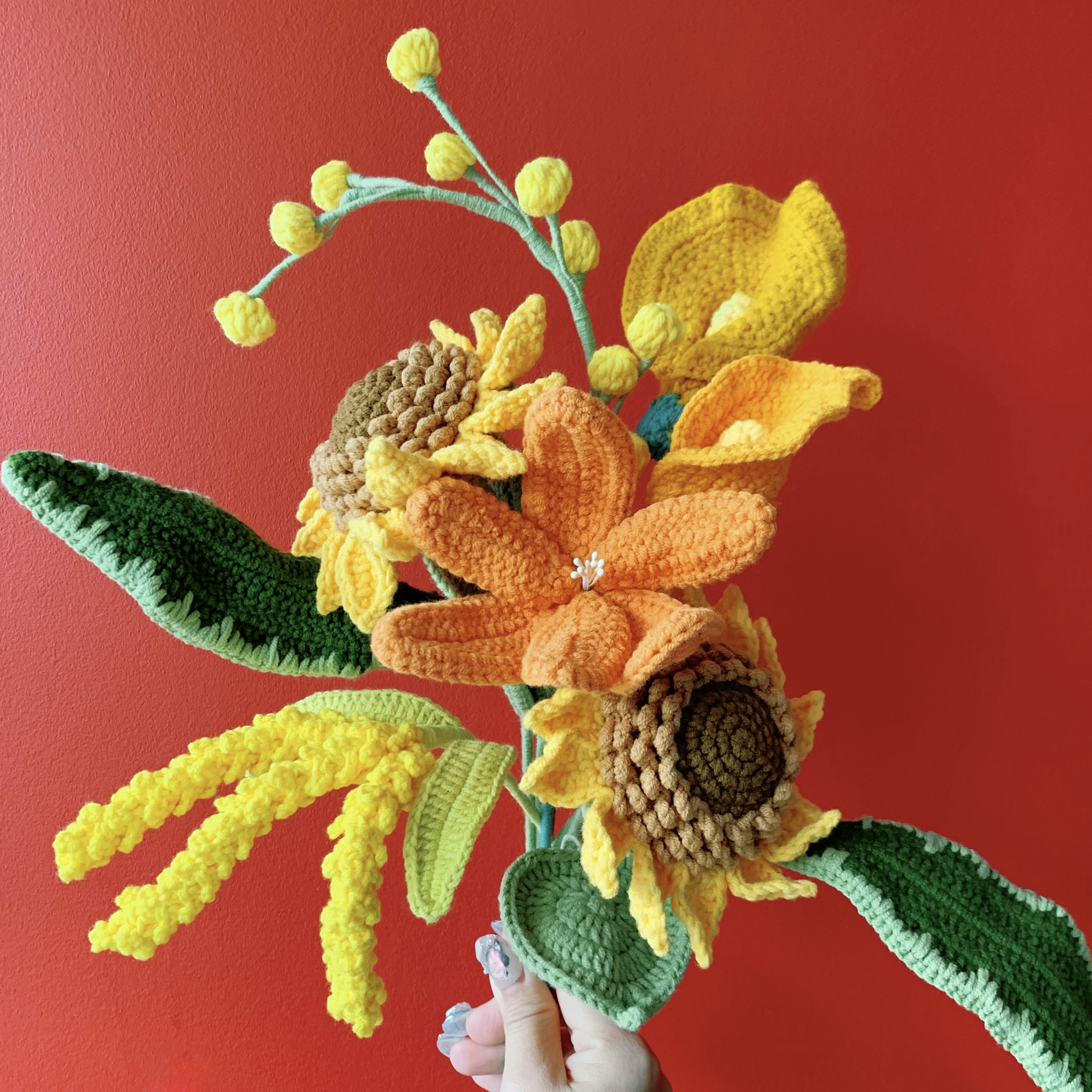 The Way to You yellow color crochet flower bouquet
