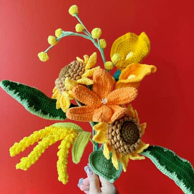 The Way to You yellow color crochet flower bouquet