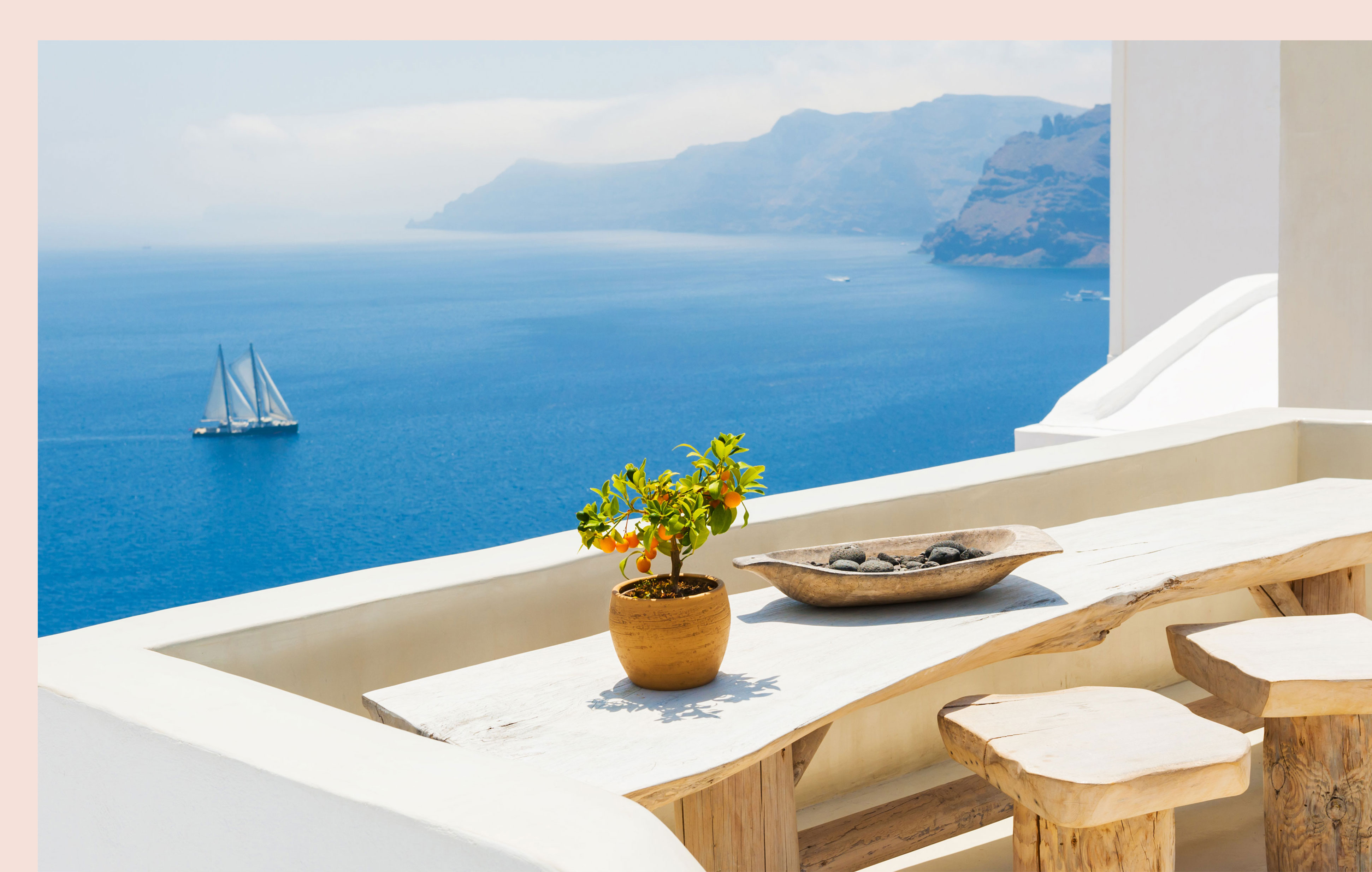 View of blue sea in Santorini