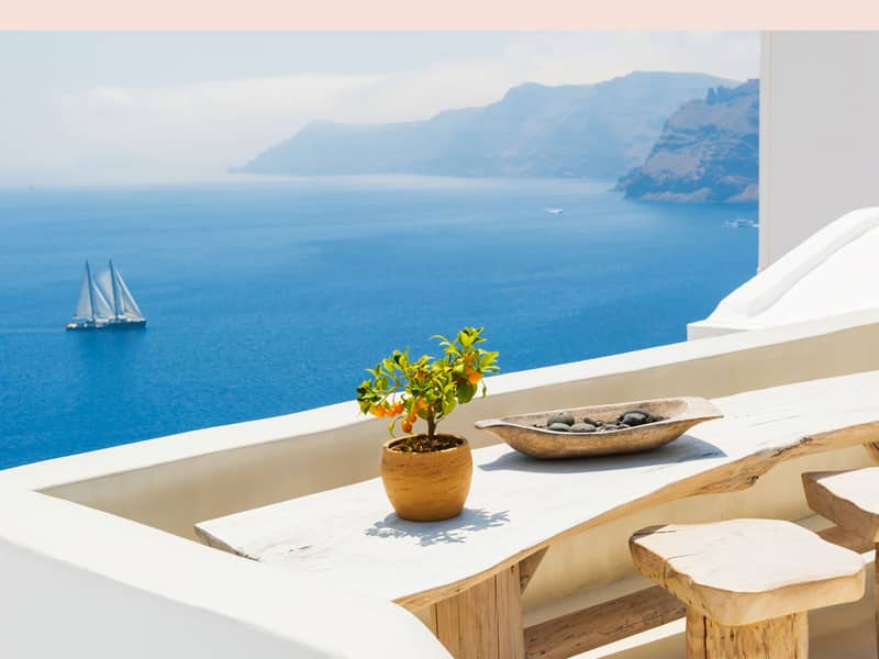 View of blue sea in Santorini