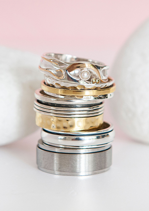 Stack of Rings Ready for Personalisation