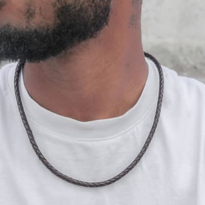 Mens leather Neckalce with sterling silver clasp