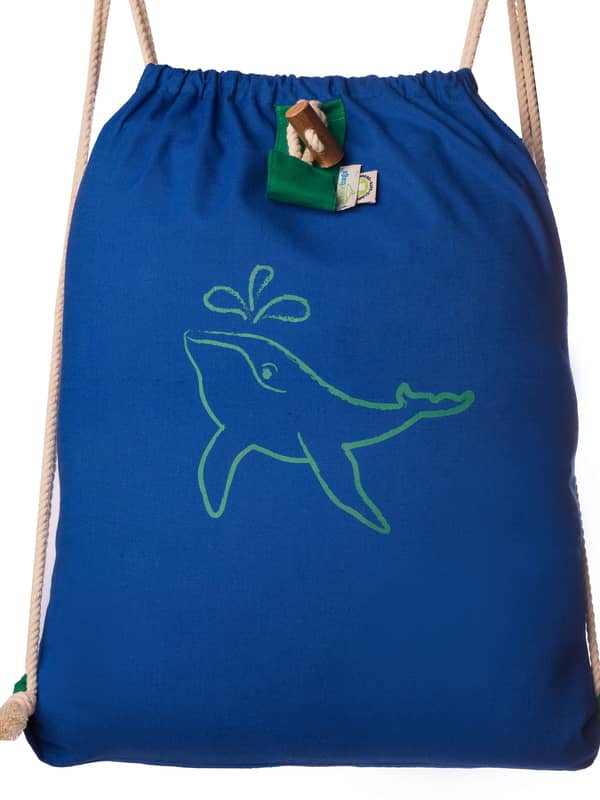 Blue Humpback rucksack with a drawstring