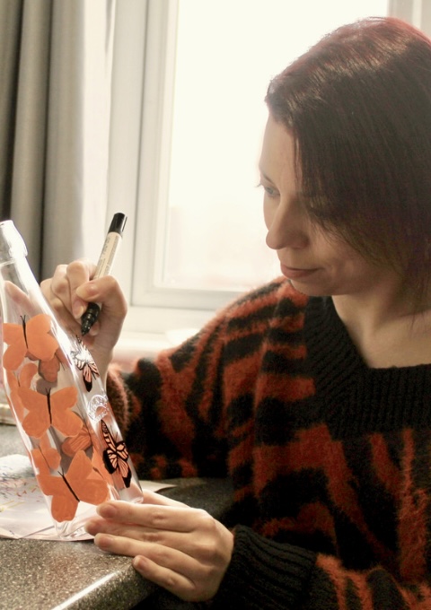 Hand Painting Butterflies onto glass