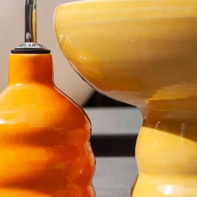 Oil Bottle and Pedestal Bowl