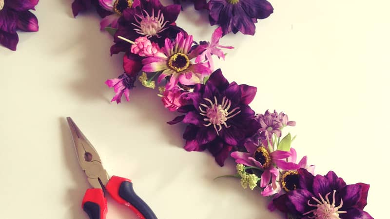 Work in progress floral crown headband