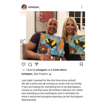 art sippers, Katie Piper, Private Paint party,  nortey pitcher, creative coaches, content createurs