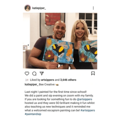 art sippers, Katie Piper, Private Paint party, nortey pitcher, creative coaches, content createurs