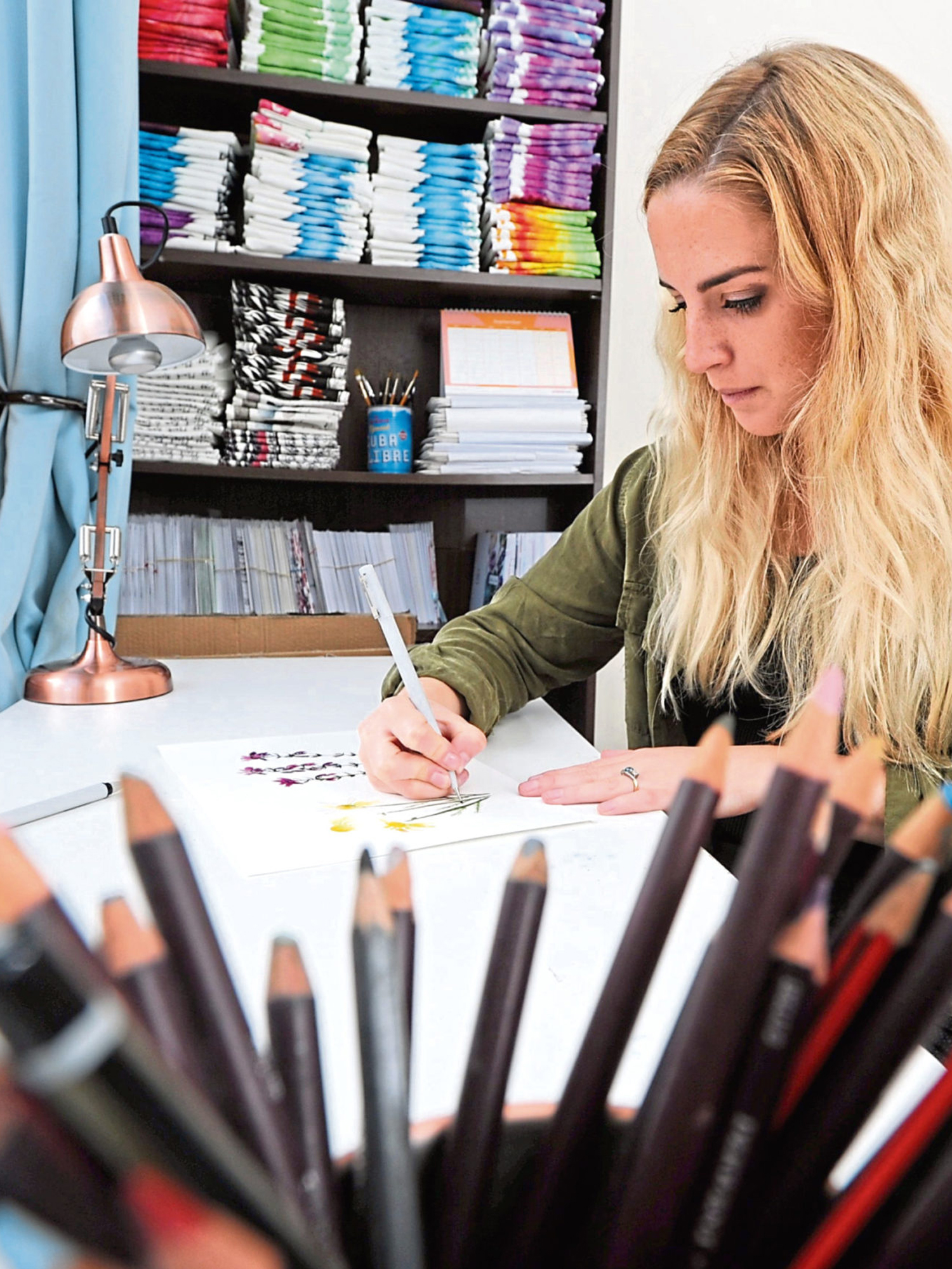 Sarah Leask in the studio