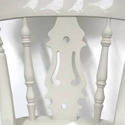 Bird Border Stencil and chalk paint on a chair.