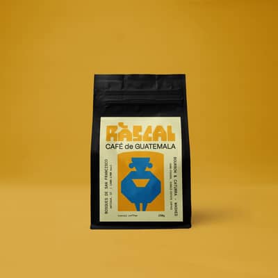 guatemalan coffee bag yellow background