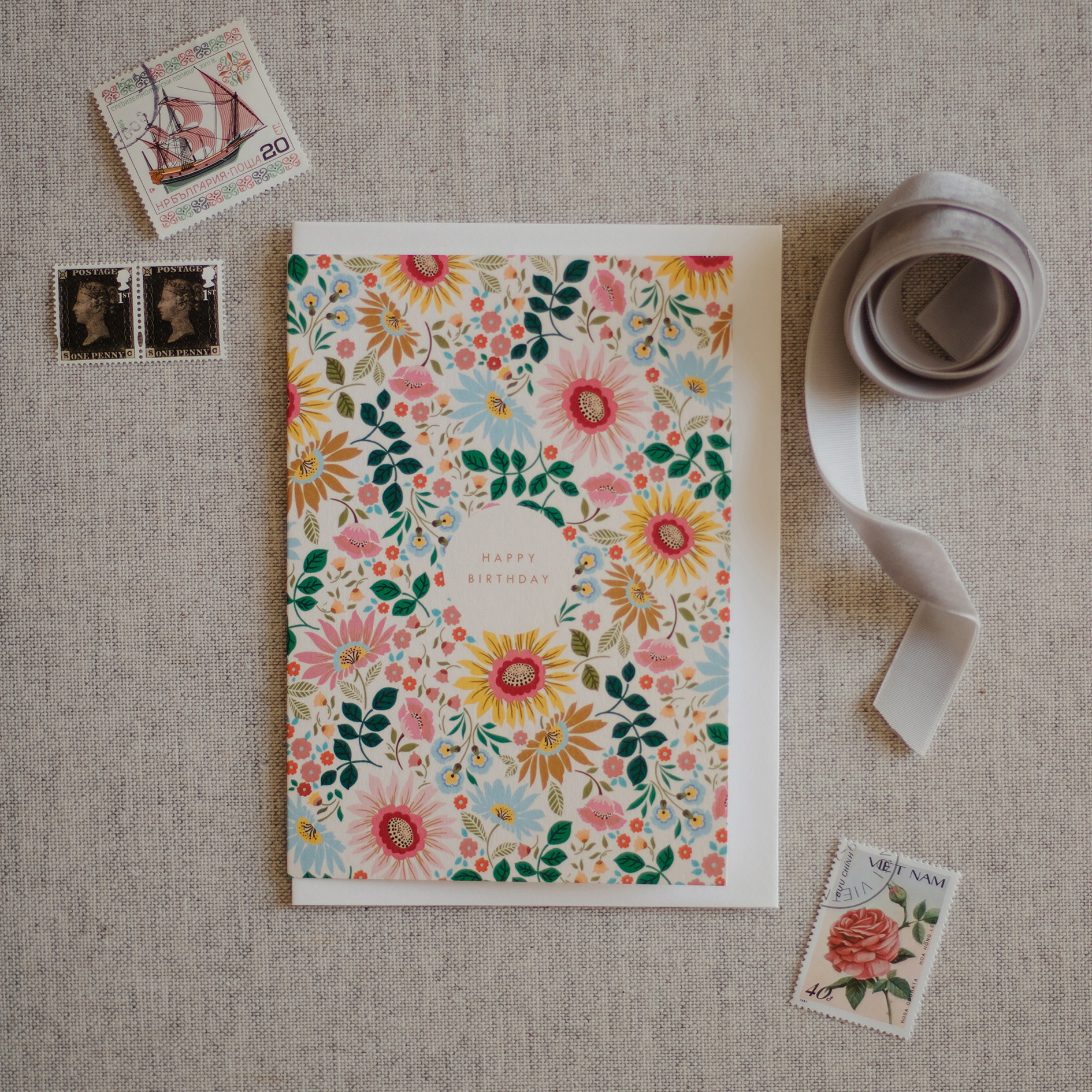 Beautiful Bright Flowers Birthday Card