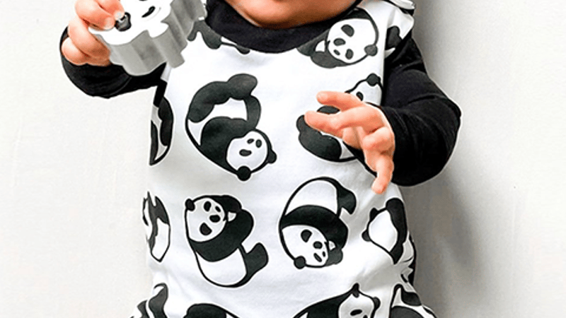 Baby wearing our panda print