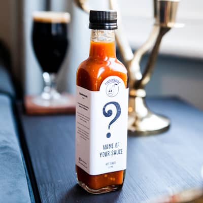 Bottle of custom hot sauce