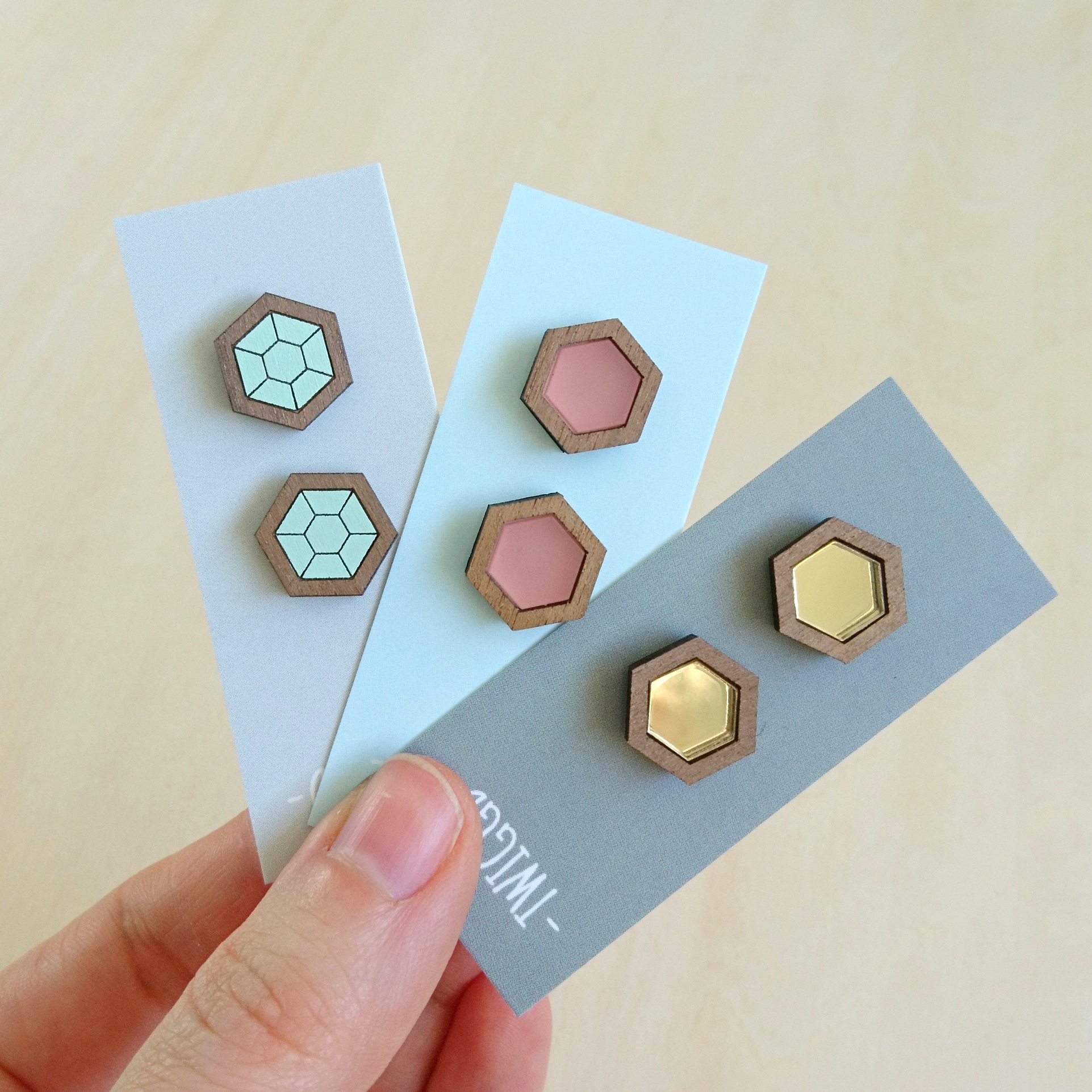 Twiggd Geometric Hexagon stud Earrings