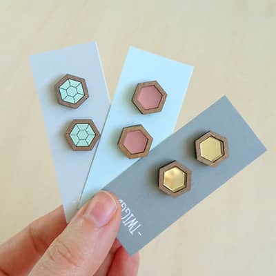 Twiggd Geometric Hexagon stud Earrings