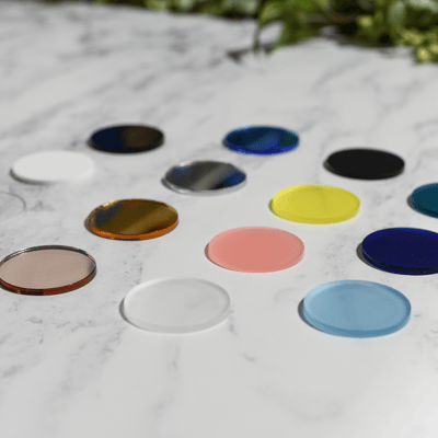 Circular discs of round acrylic in various colours