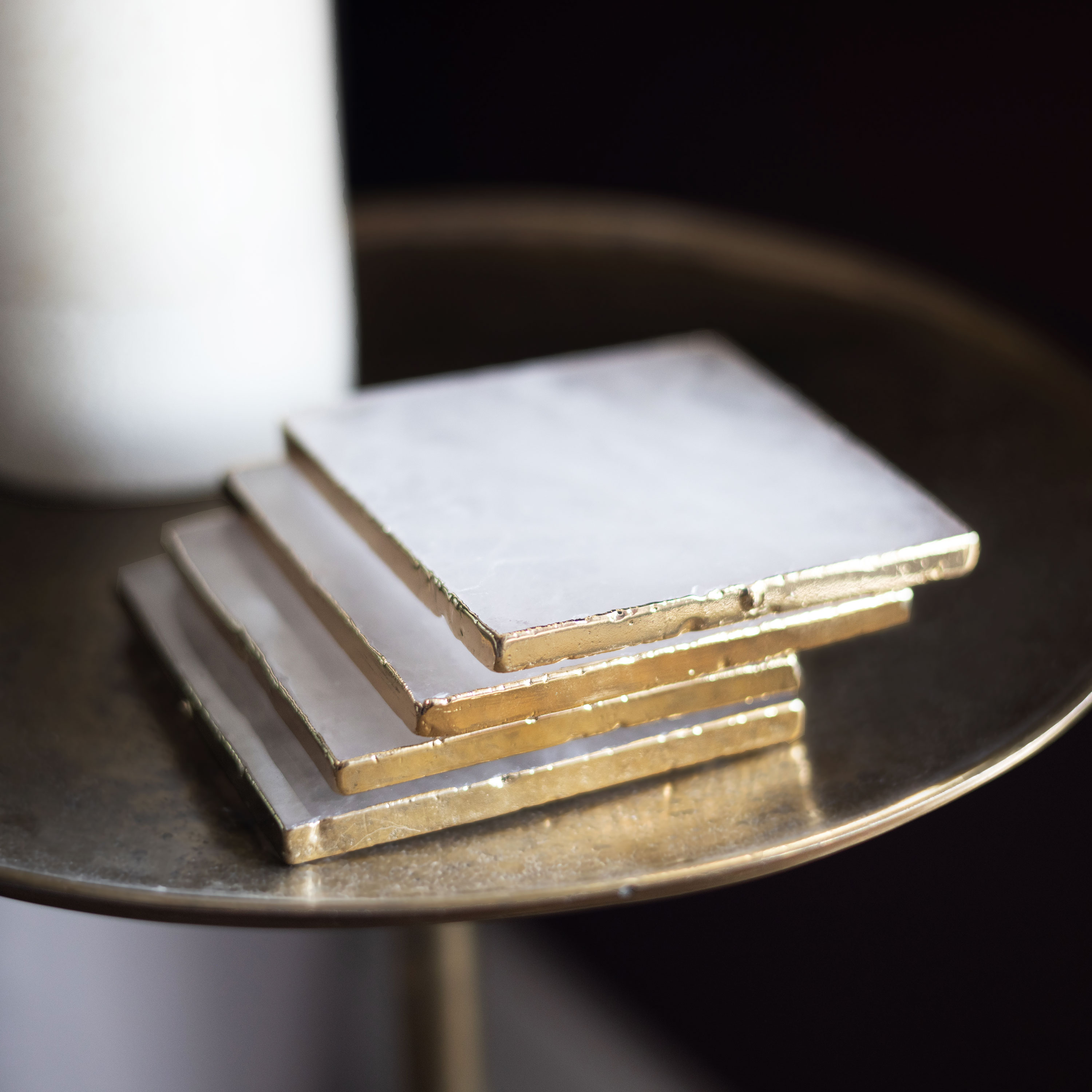 Crystal clear quartz coasters