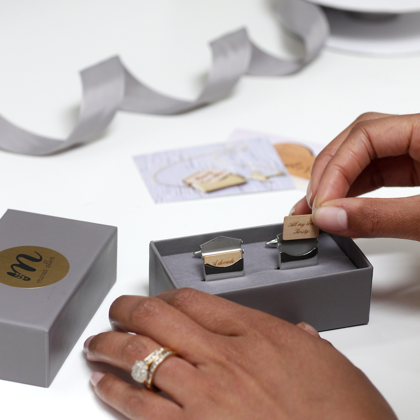 Handmade laser etched cufflinks