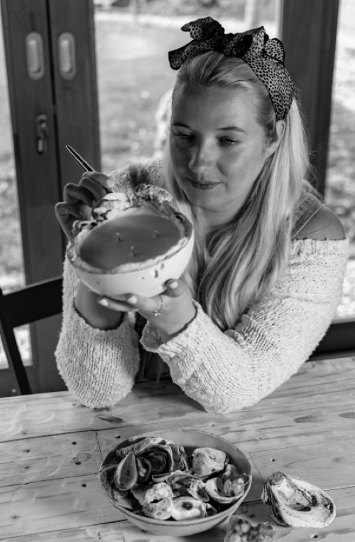 Artist working on concrete candle bowl 