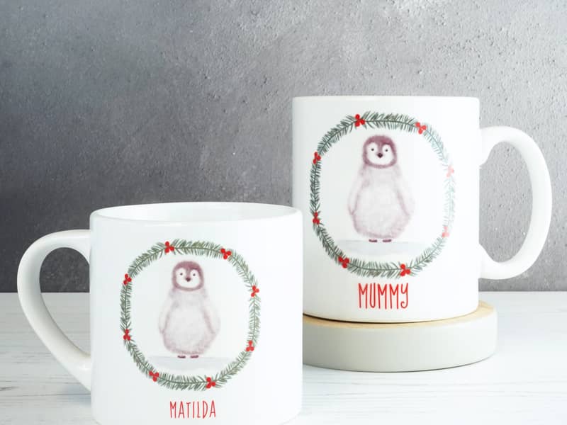 Personalised winter rabbit Christmas mug