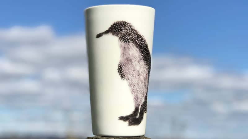 The process of making the penguin from 100% feathers