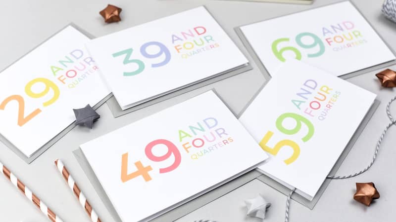 and four quarters milestone birthday cards