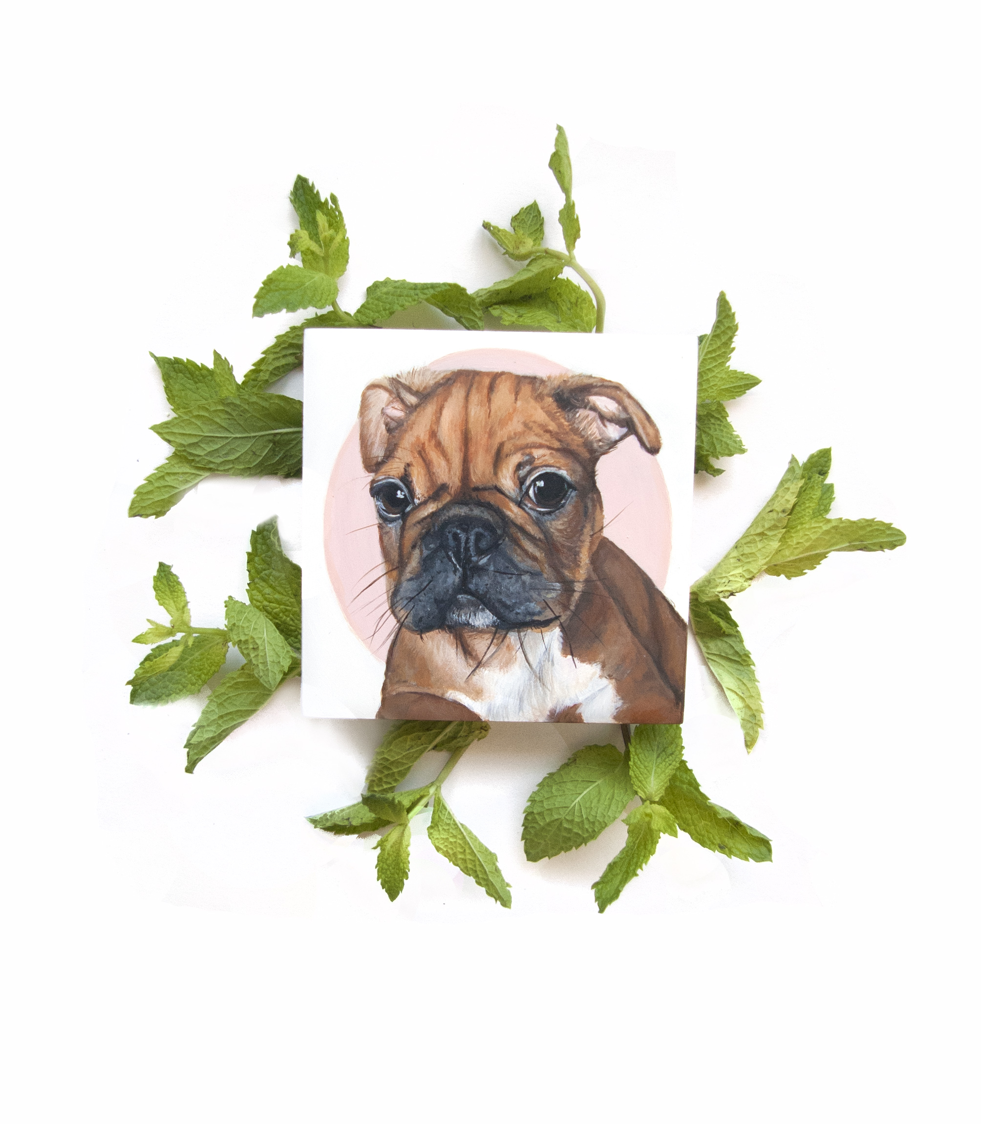 French Bulldog pet portrait hand painted ceramic hanging ornament bauble