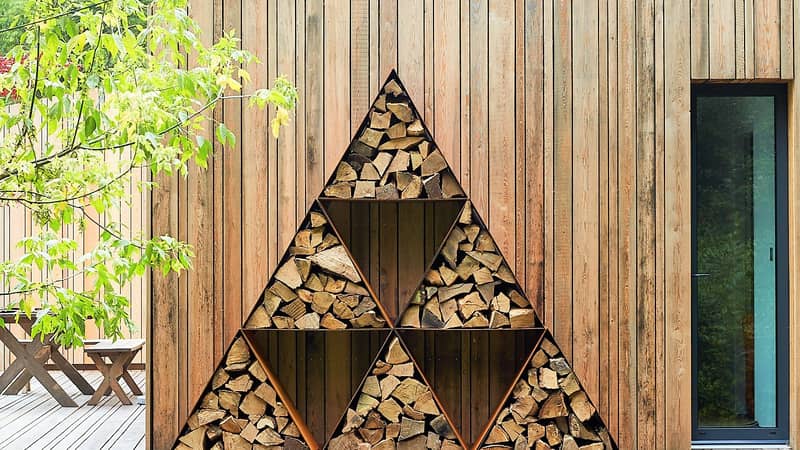 contemporary powder coated round Log Store