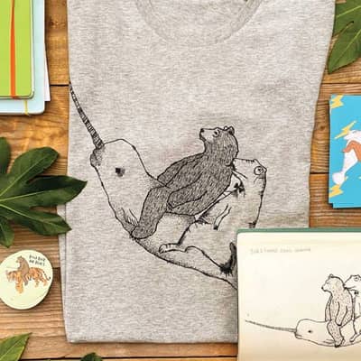 sketchbook drawing and t-shirt