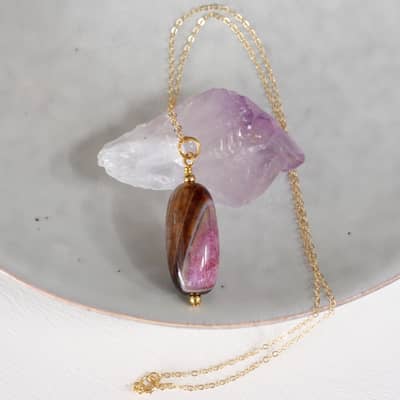 Pink And Brown Agate Pendant
