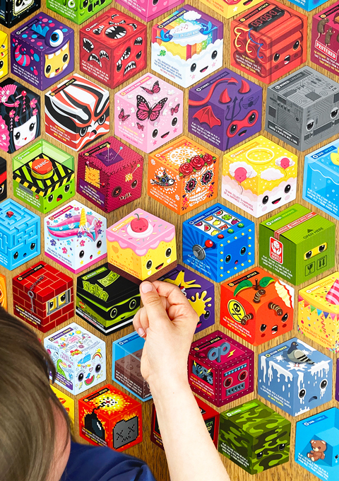 Child playing with Block Happy cards