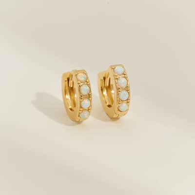 Gold opal huggies