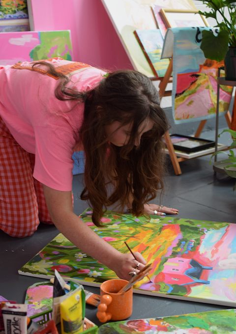 Painting in my studio