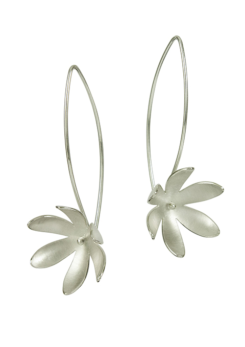 Long Silver Daisy earrings by Gabriella Casemore