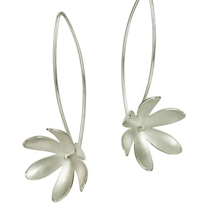Long Silver Daisy earrings by Gabriella Casemore