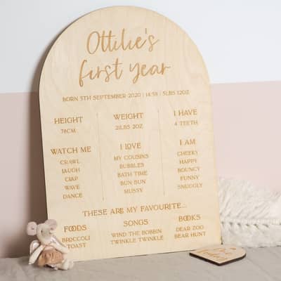 Print in a poster hanger on a two tone pink and white wall in a nursery