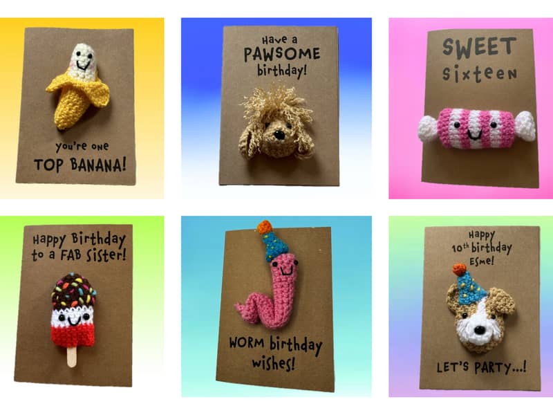 rainbow crochet sweet sixteen greetings card