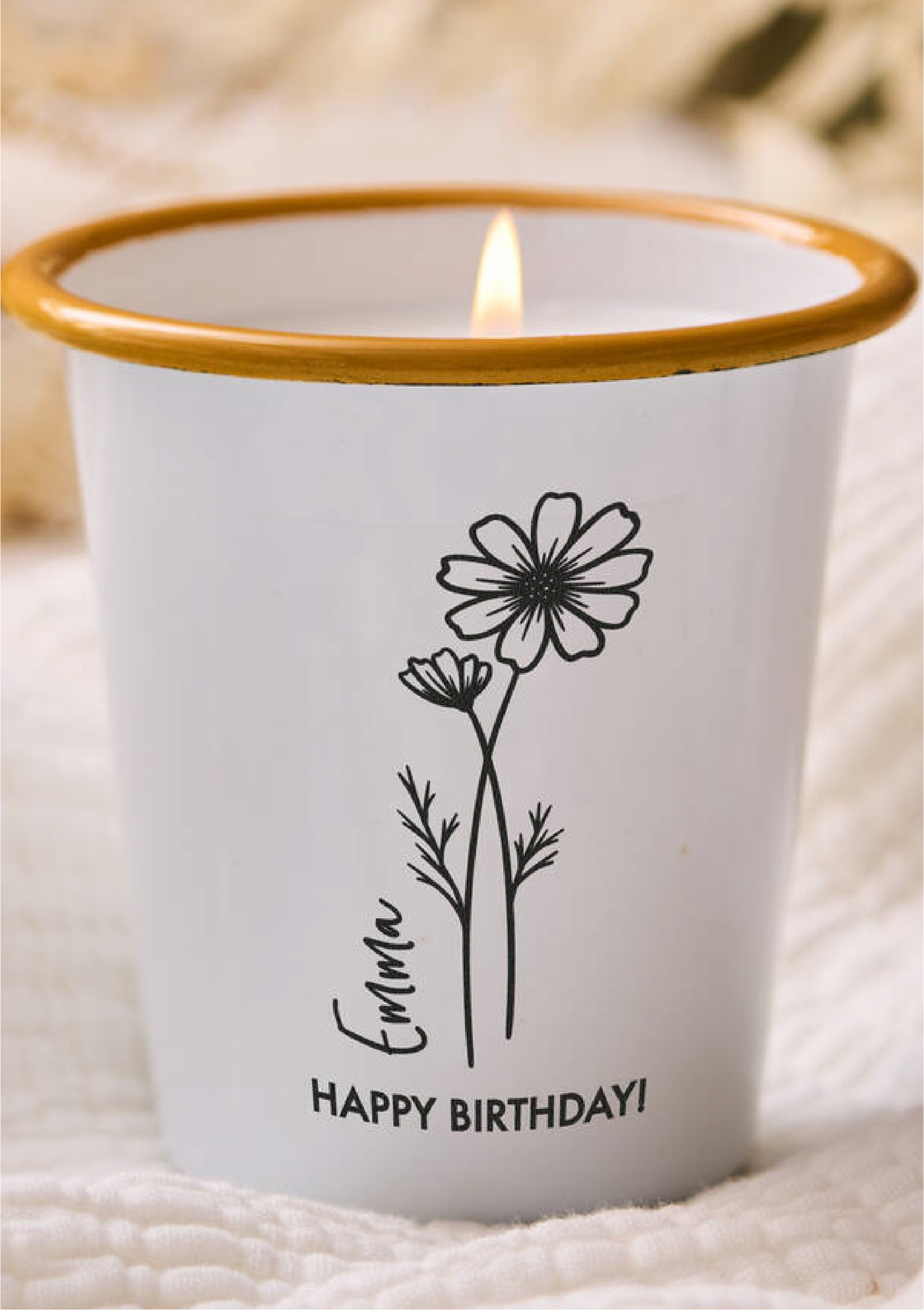 birth flower enamel candle