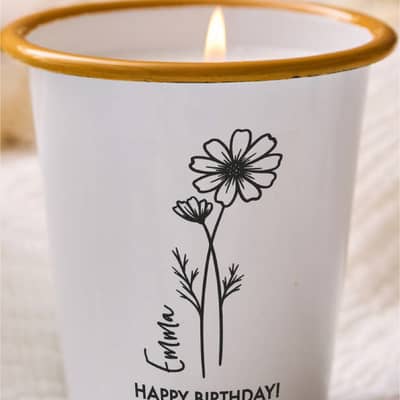 birth flower enamel candle