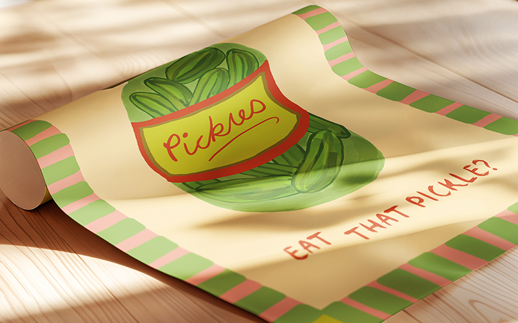 Hand illustrated pickle print