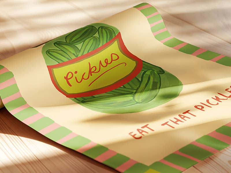 Hand illustrated pickle print